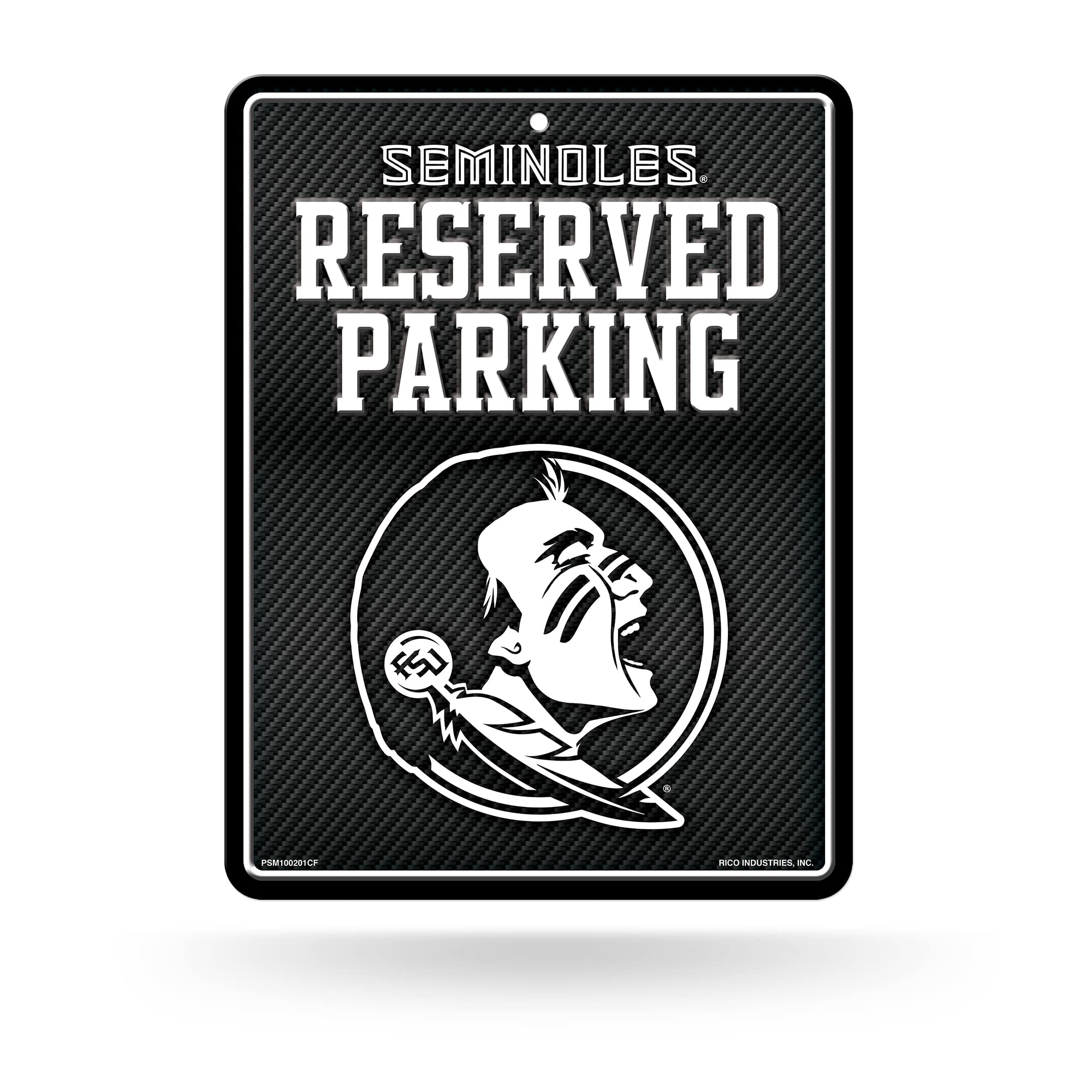 Rico Industries NCAA Florida State Seminoles Metal Parking Sign 8.5 x 11 Carbon Fiber Metal Parking Sign - Great for Man Cave, B