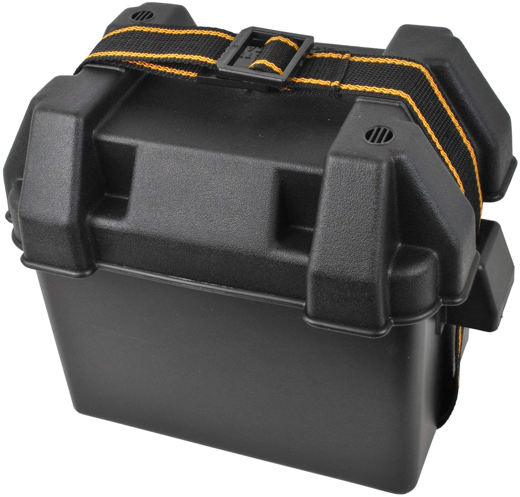 Attwood 9082-1 U1 Small Series 16 Vented Marine Boat Battery Box With Mounting Kit And Strap, Black, One Size
