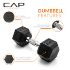 Cap Barbell 20 Lb Coated Hex Dumbbell Weight, New Edition