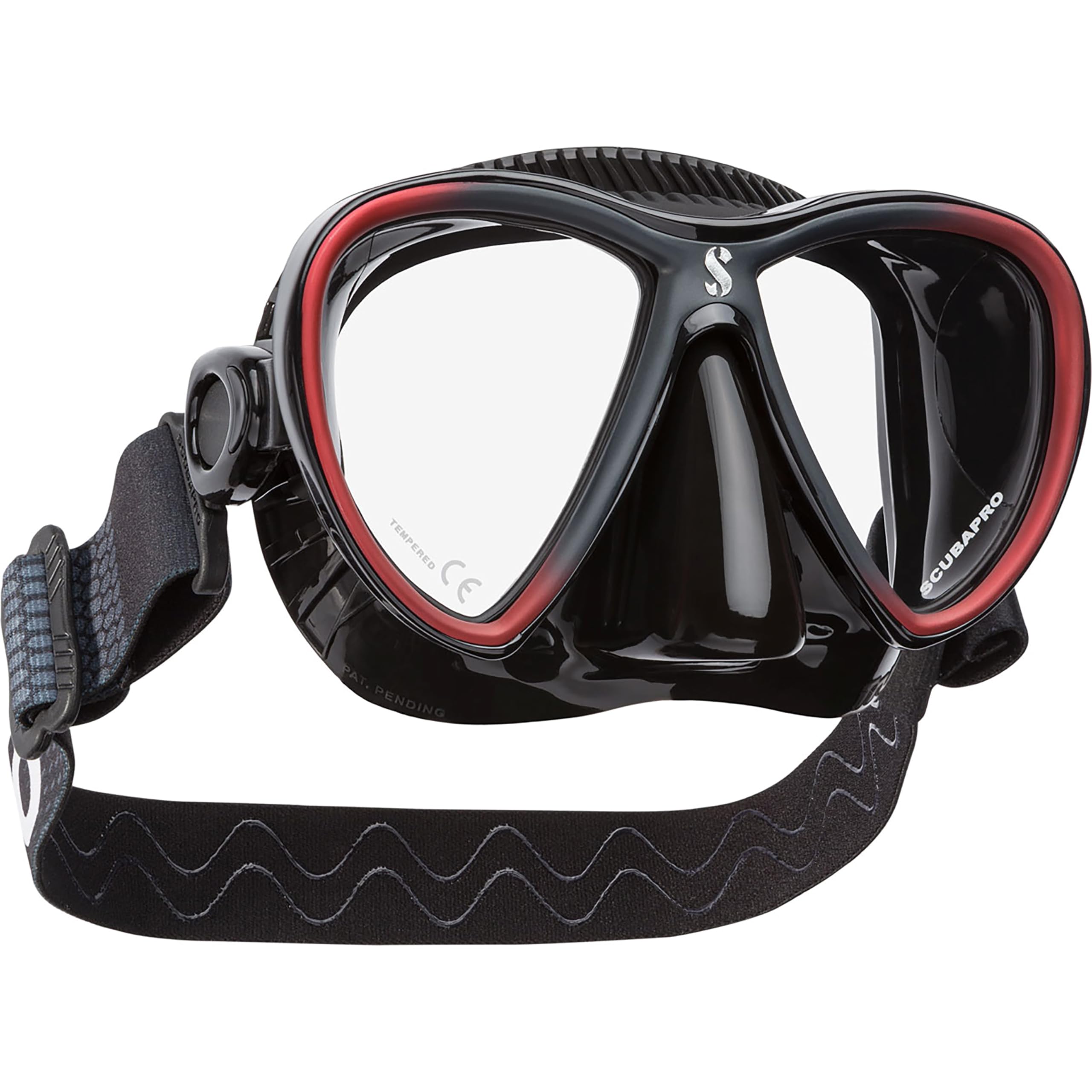 SCUBAPRO Synergy Twin Trufit Scuba Mask with Dual Lens and Comfort Strap for Diving, Black/Red