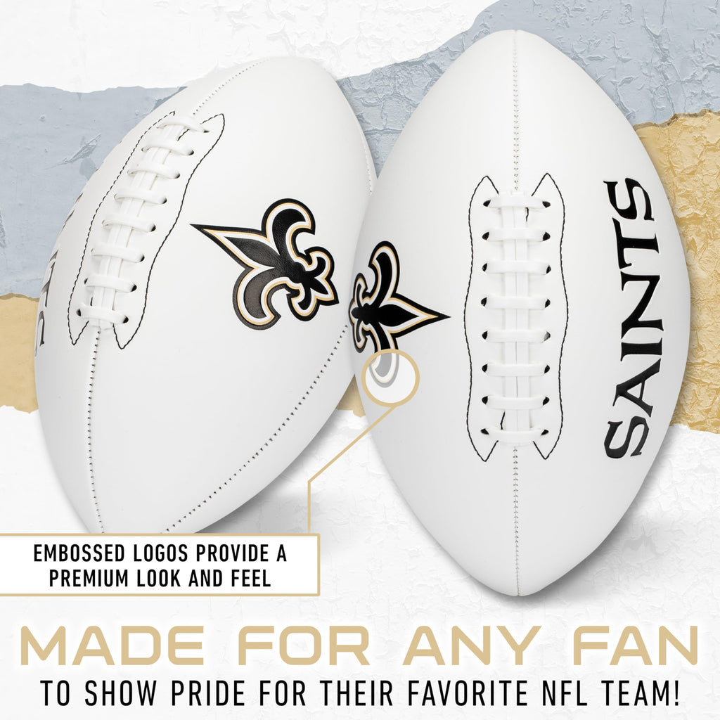 Franklin Sports Nfl New Orleans Saints Autograph Football - Official Size White Panel Souvenir Football For Autographs + Signatu
