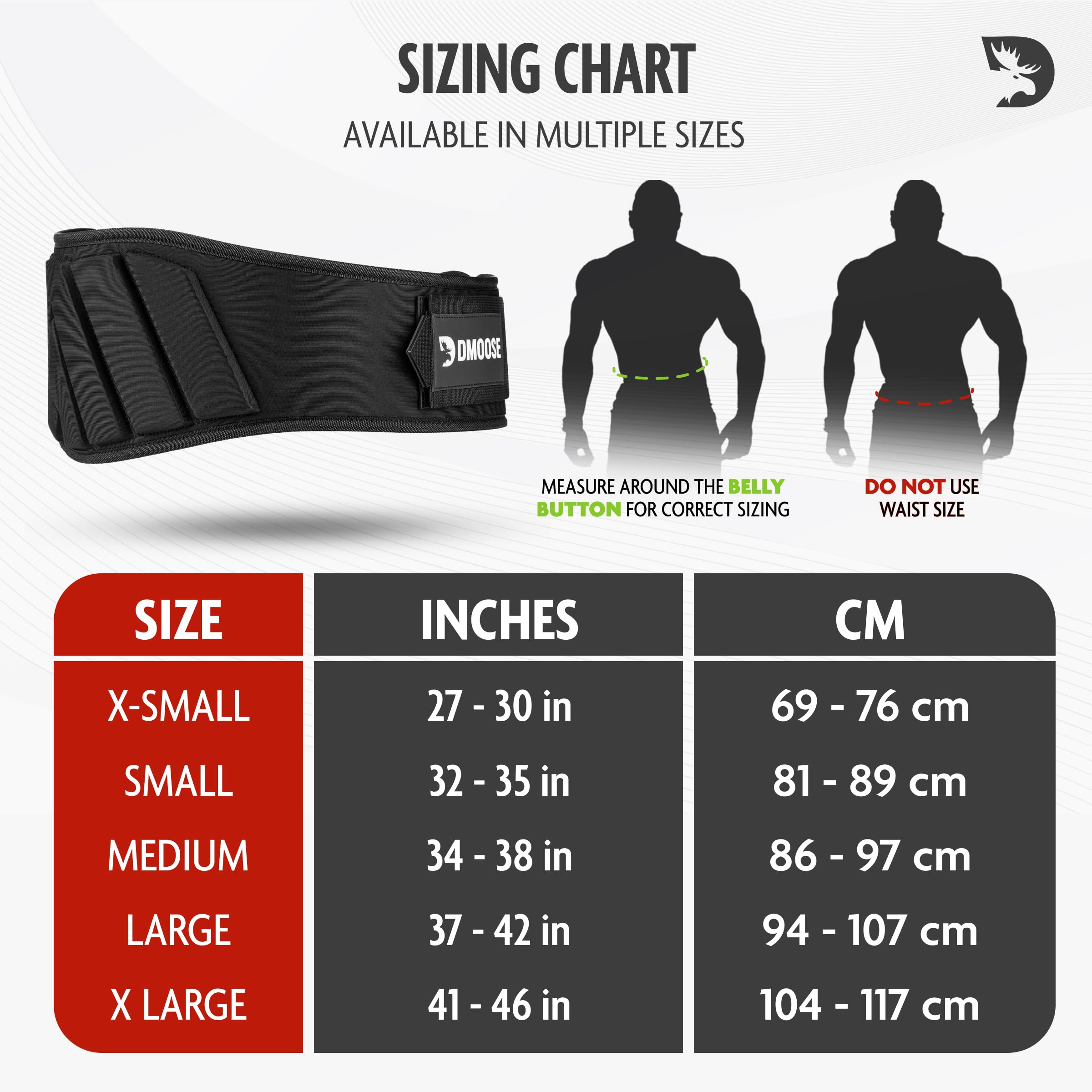 Dmoose Gym Belt For Men Weight Lifting. Weight Belt Gym Squat Weightlifting Powerlifting Workout Heavy Duty Training Strength Tr