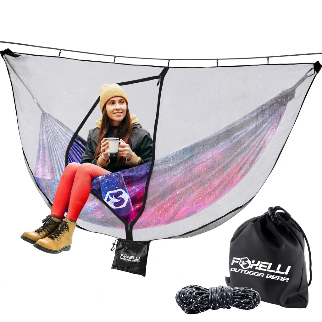 Foxelli Xl Hammock Net - 12Ft Net For Hammocks, Lightweight Portable Hammock Netting, Fast And Easy Set Up, Fits All Camping Ham