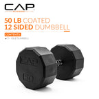 CAP Barbell 12-Sided Coated Dumbbell with Chrome Handle, Pair, 50 LB