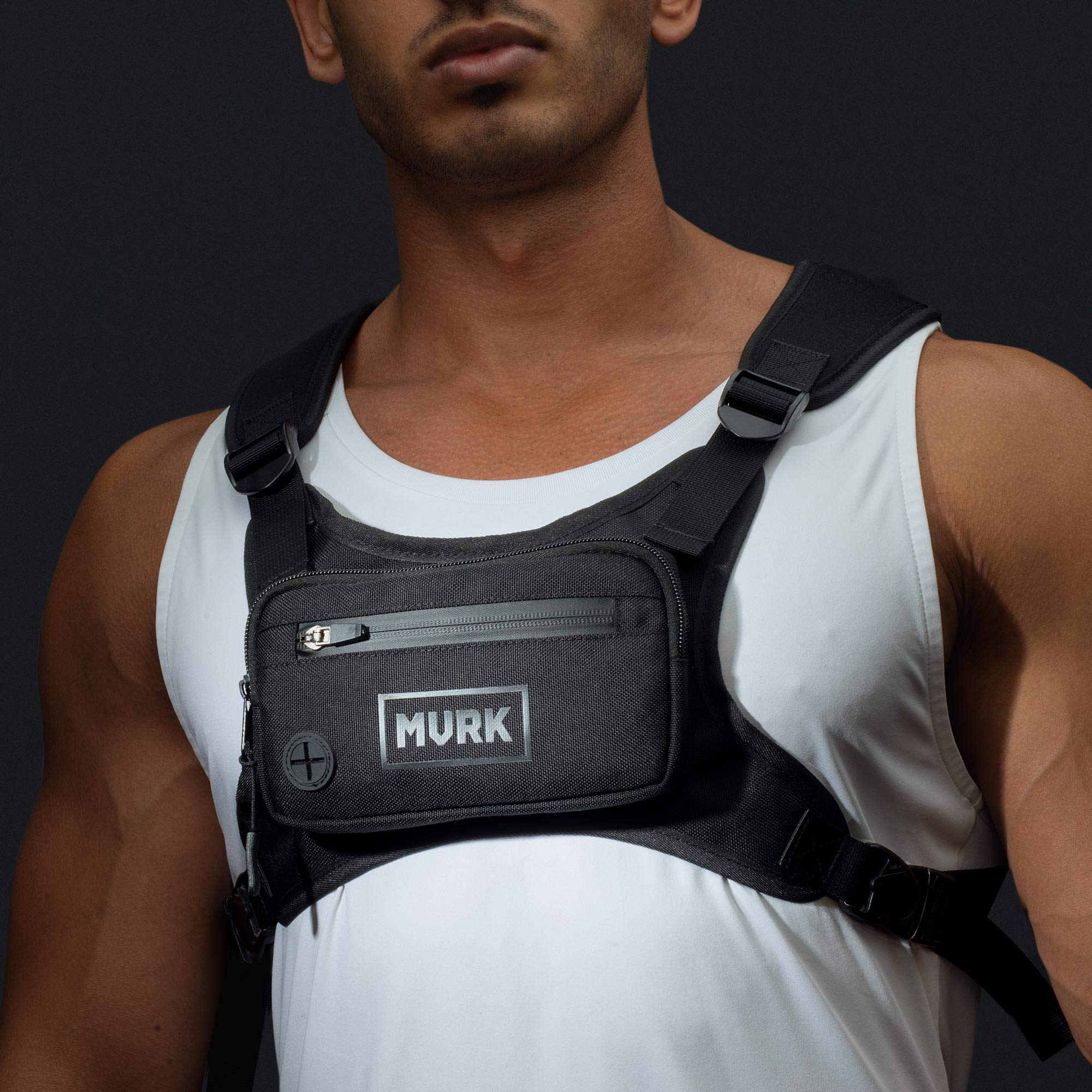 Mvrk Water Resistant Chest Pack - Minimalist Running Pack For Workouts, Running Phone Holder With Extra Storage, Lightweight Run