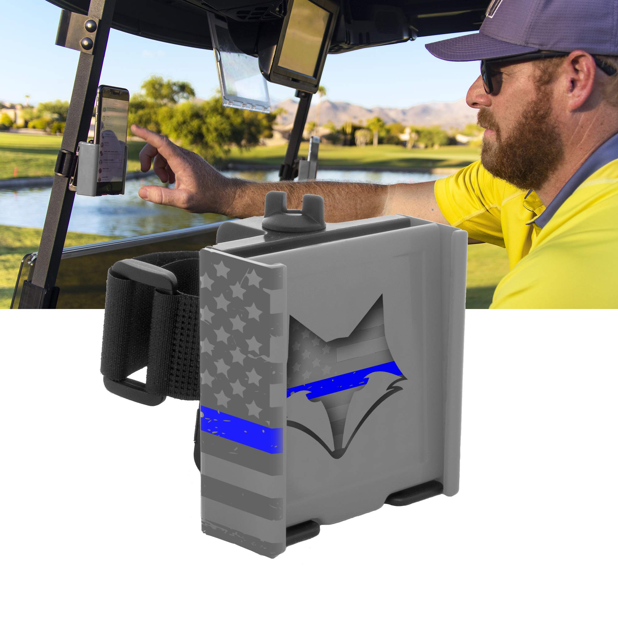 Desert Fox Golf Phone Caddy - American Flag Golf Cart Phone Holder - Secure Velcro Mount, One-Hand Access, Universal Fit, Patrio