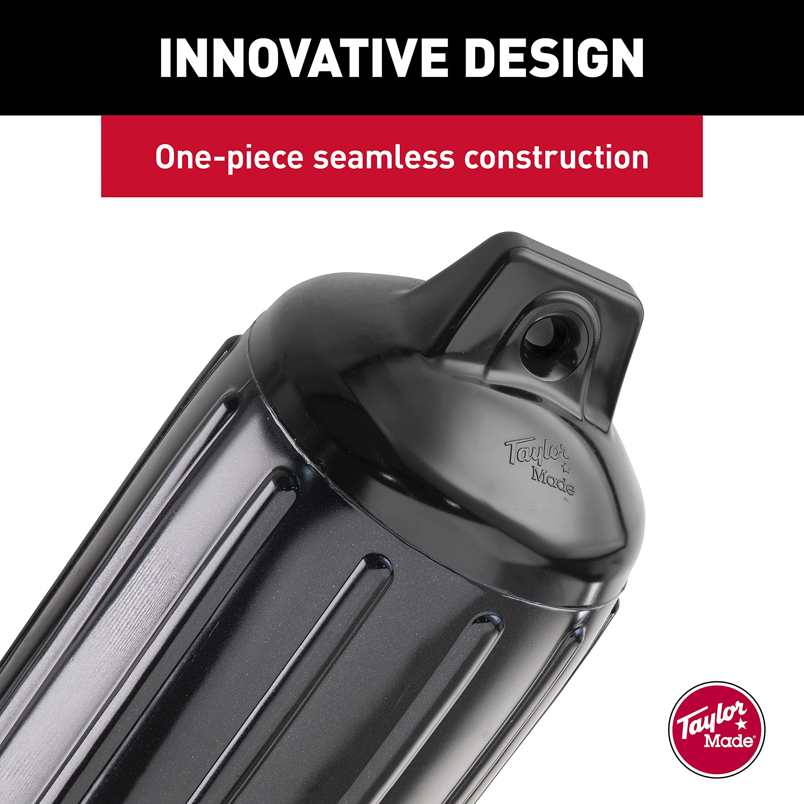 Taylor Made Super Gard Boat Fender, Black Onyx (5.5'' X 20'') Double-Molded Ends, Ribbed Technology To Minimize Roll, Rubber Foo