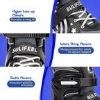 Sulifeel Rainbow Unicorn 4 Size Adjustable Light Up Roller Skates For Girls Boys For Kids (E Black, Medium - Big Kid)