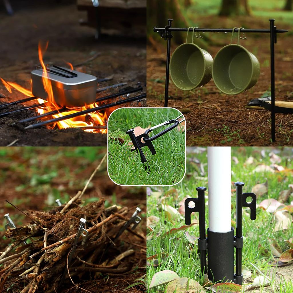 12 Pack Tent Stakes Heavy Duty Metal Tent Pegs For Camping Steel Tent Stakes 8 Inch Unbreakable And Inflexible