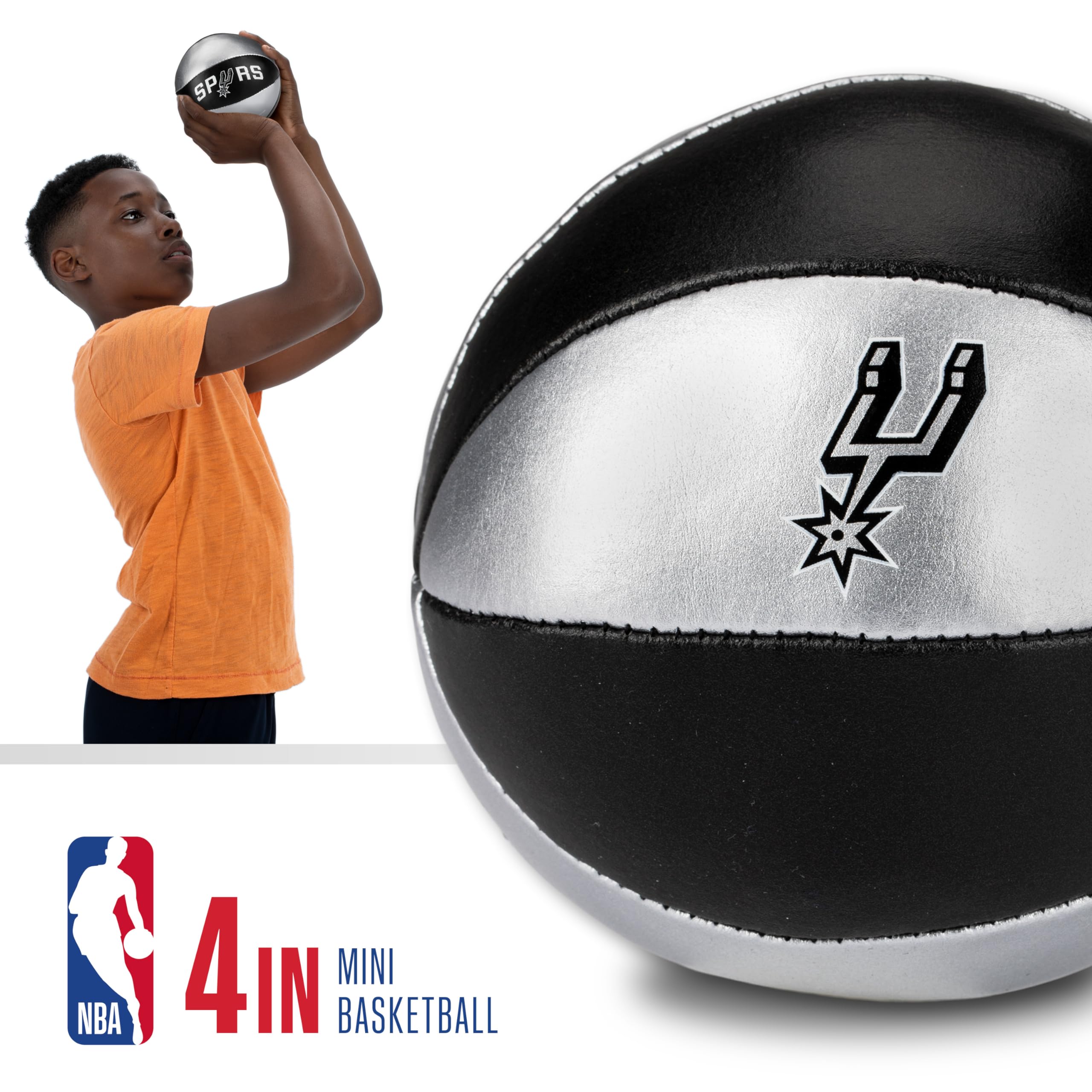 Franklin Sports Nba San Antonio Spurs Toy Basketballs - 2 Pack Of Kids Soft Mini Basketballs For Over The Door + Indoor Hoops -
