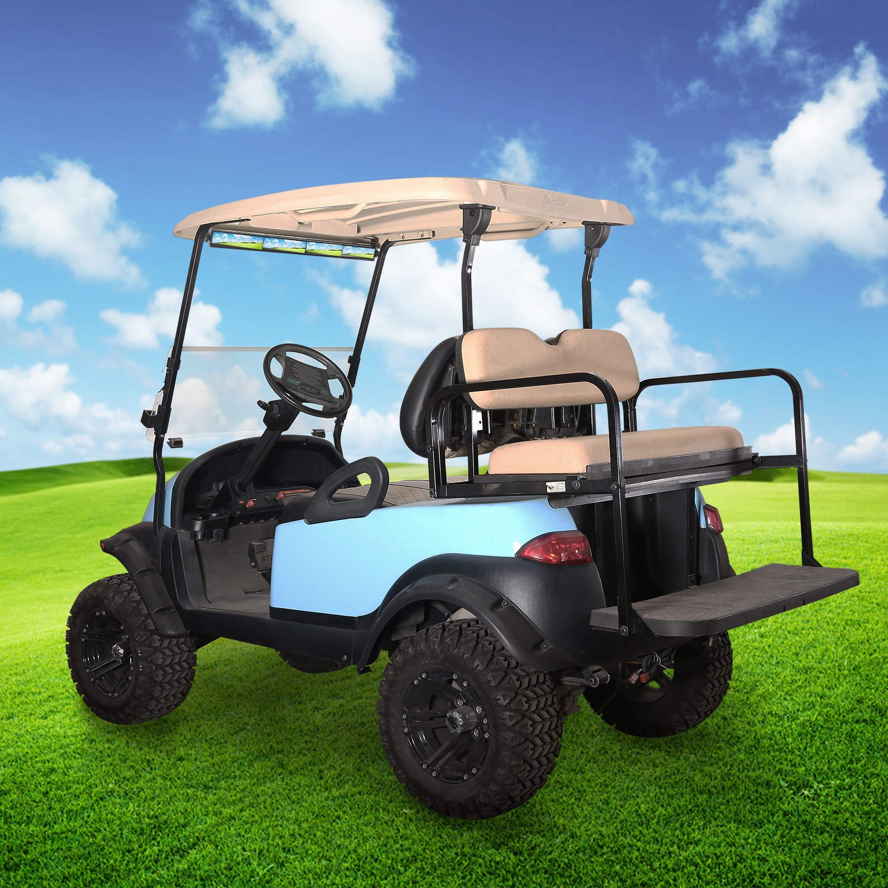 10L0L Universal Golf Cart 4 Panel Mirror For Yamaha Ezgo Club Car, Eliminate Blind Spots Rear View Mirror