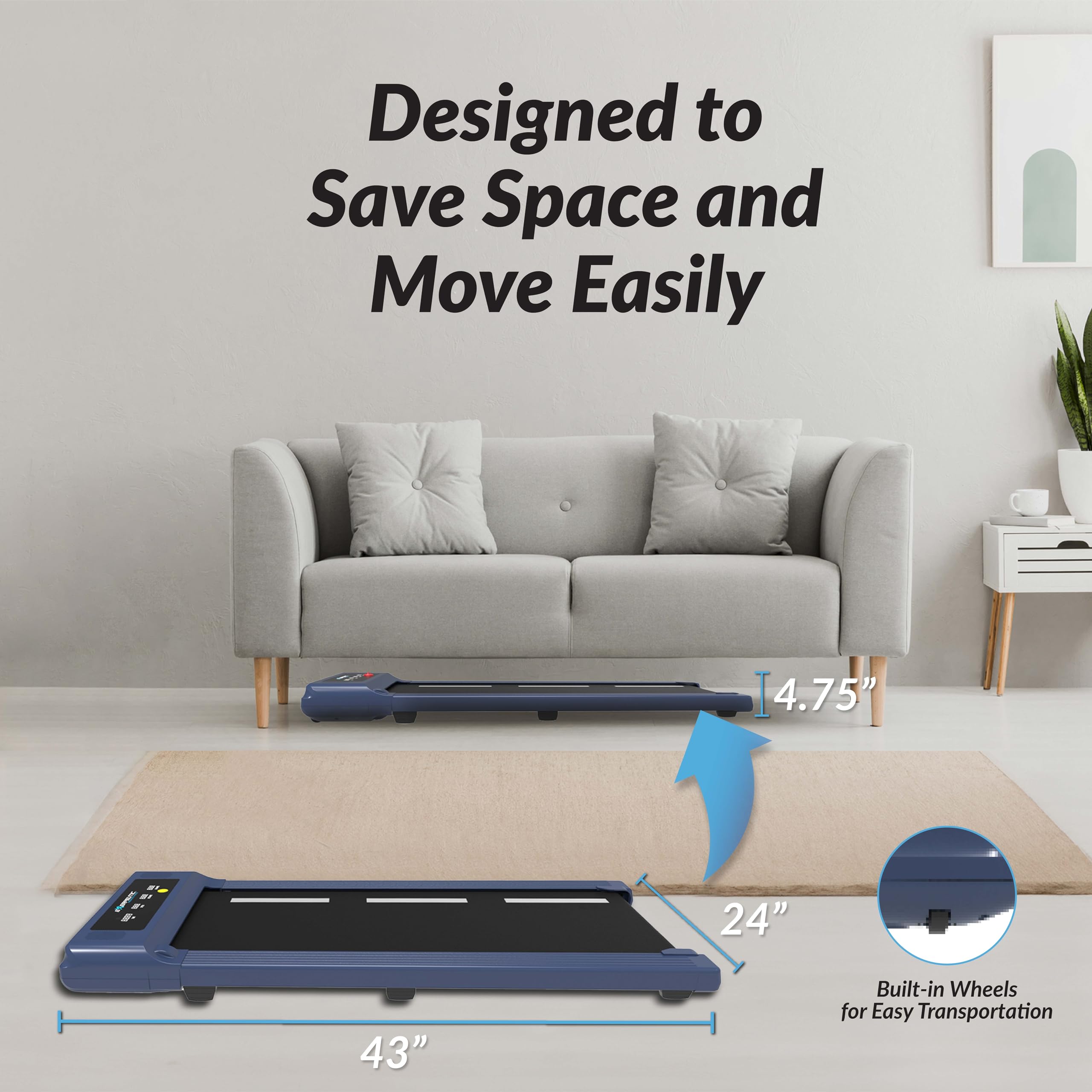 Exerpeutic 400 Lb. Capacity Heavy-Duty Walking/Jogging Exercise Treadmill Walking Pad- Home Gym Workout, Foldable Under Desk Des