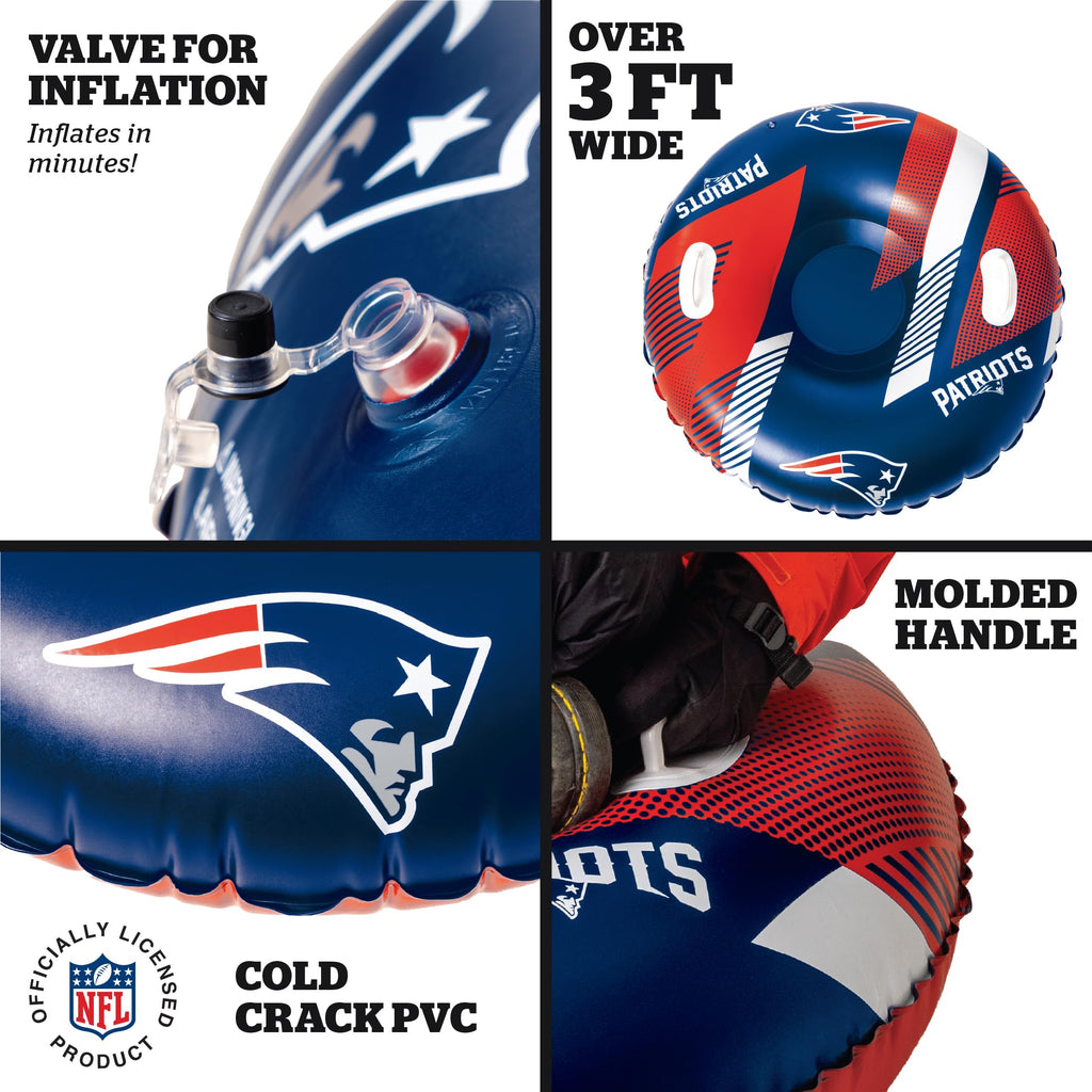 Bigmouth New England Patriots Nfl Fan Gear Outdoor Toys, Officially Licensed - Inflatble Snow Tube With Handles