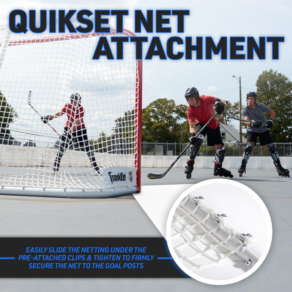 Franklin Sports Nhl Street Hockey Goal - Quikset Official Size Regulation Steel Street + Roller Hockey Net Set With Shooting Boa