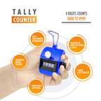 Hand Pitch Tally Counter Clicker -2 Pack Blue Handheld People Lap Counter Clickers With 2 Lanyard And 2 Carabiners- Manual Mecha