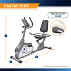 Marcy Magnetic Recumbent Exercise Bike With 8 Resistance Levels Ns-40502R,Grey