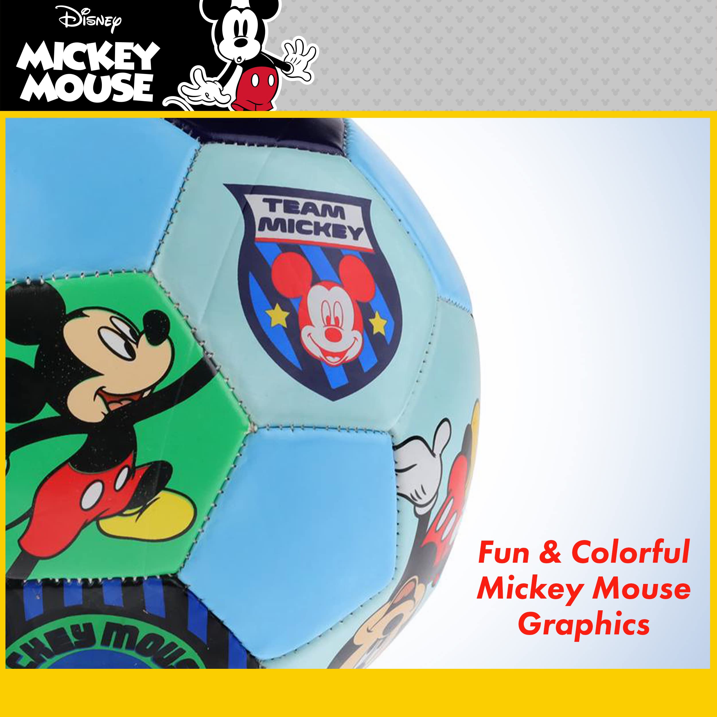 Disney Mickey Mouse Soccer Ball, Team Mickey Youth Kids Mini Soccer Ball, Blue, Size 3