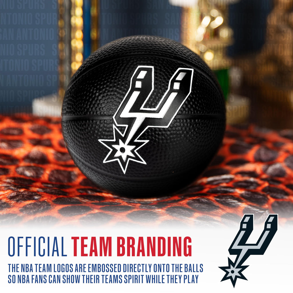 Franklin Sports Nba San Antonio Spurs Mini Foam Basketball - Kids 5.5'' Inch Toy Basketball For Over The Door + Mini Indoor Hoop