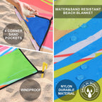 Hihoho Beach Blanket Waterproof Sandproof Extra Large Beach Mat 79 X 83/120X108For 1-8 Adults Quick Drying Durable Outdoor Picni