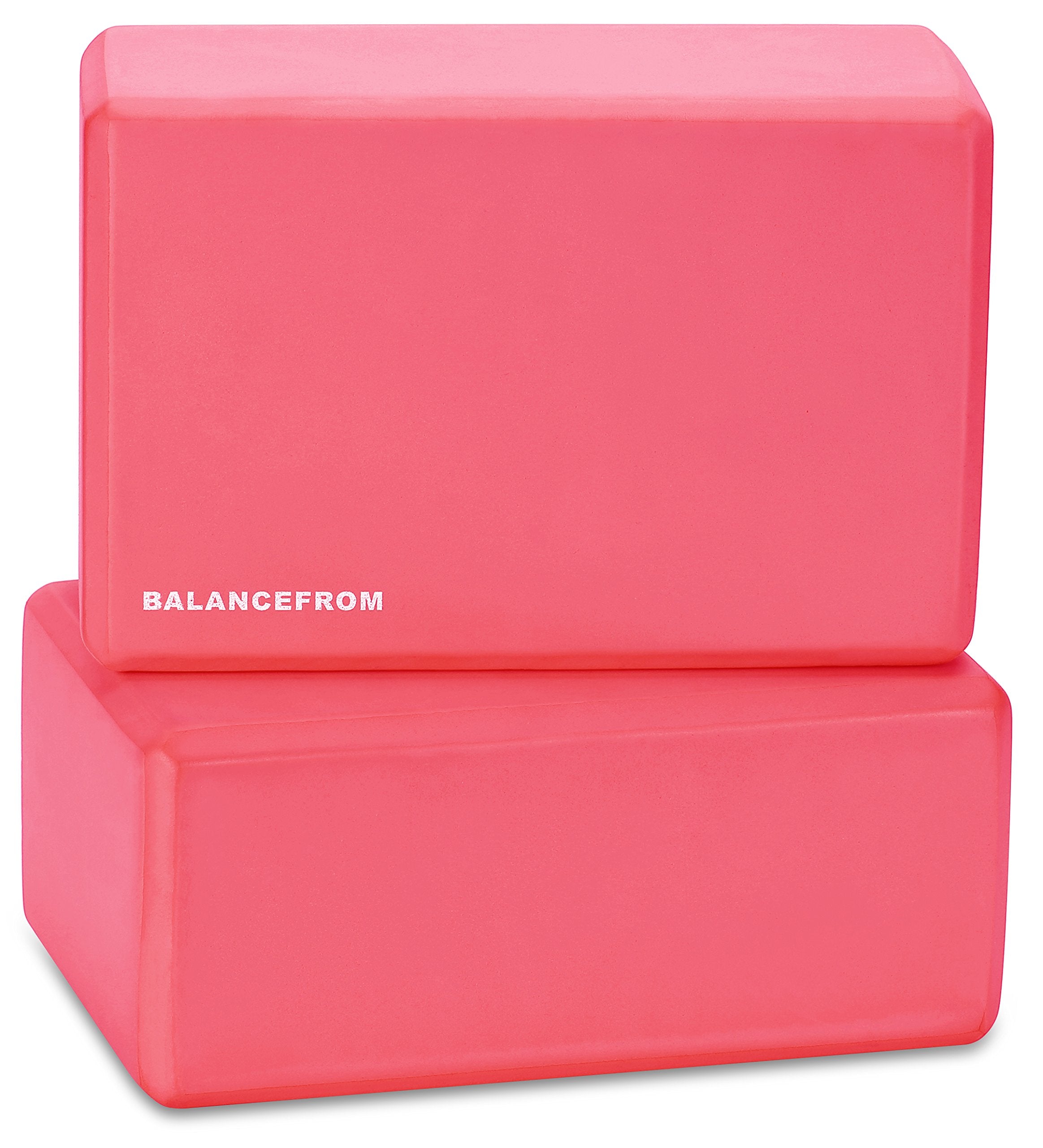 Balancefrom Set Of 2 High Density Yoga Blocks, 9''X6''X4'' Each, Pair (Red)
