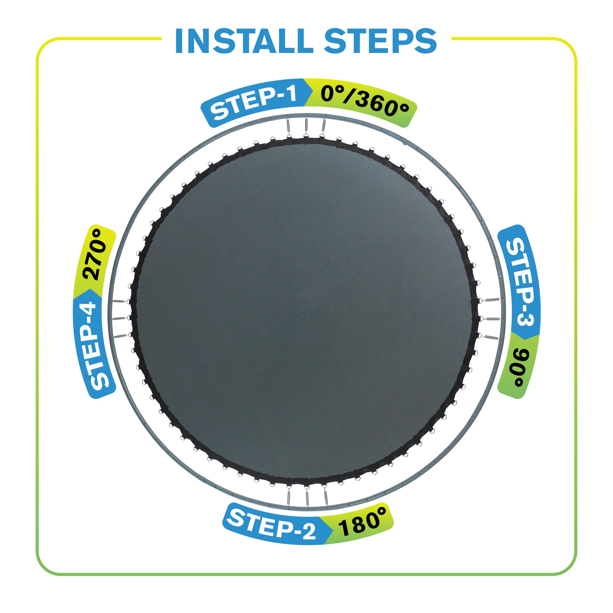 Machrus Upper Bounce Trampoline Replacement Mat 7.5Ft 8Ft 10Ft 11Ft 12Ft 13Ft 14Ft 15Ft 16Ft With V-Rings - Uv & Water Resistant