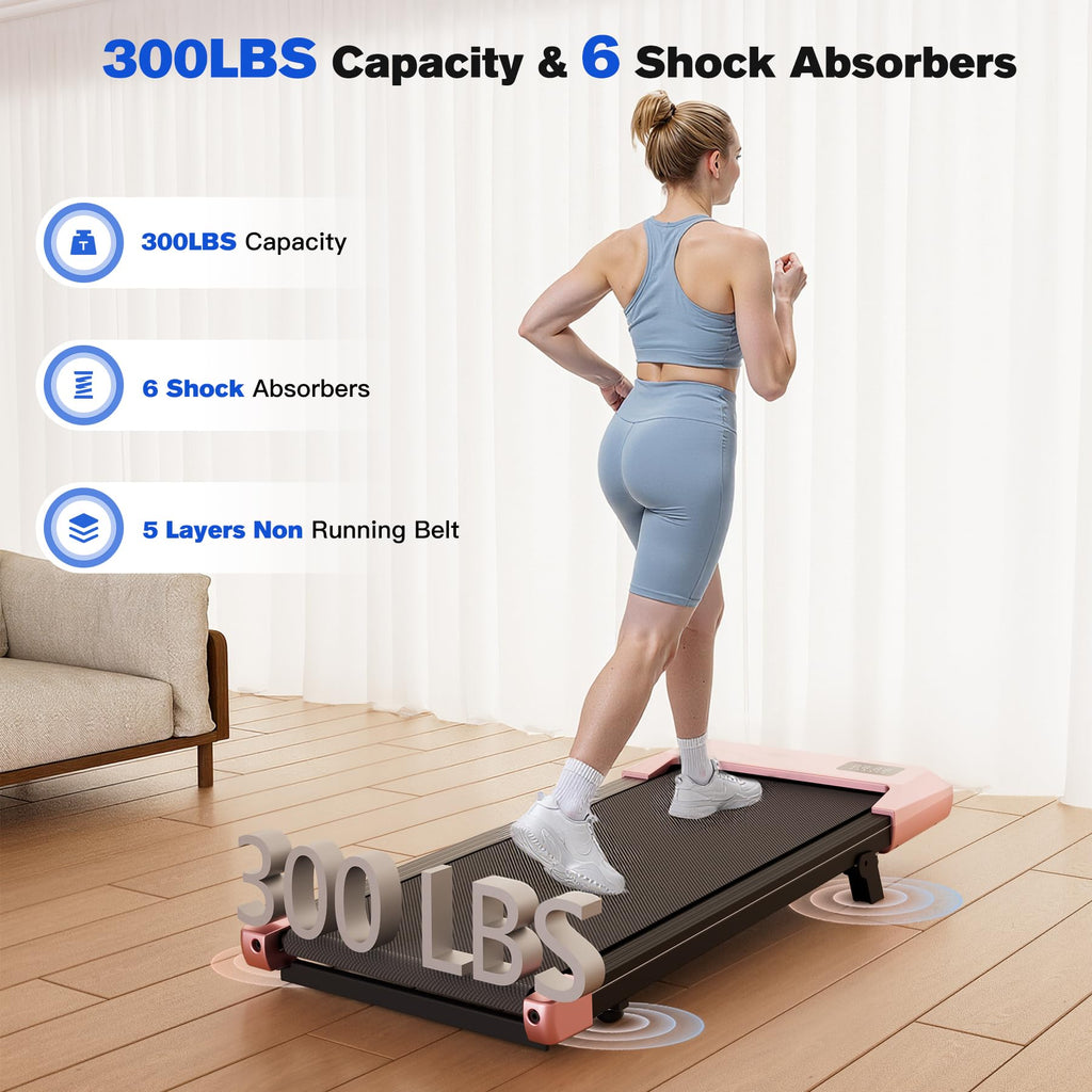 Deerrun 2024 Upgrade Walking Pad, Smart Under Desk Treadmill For Home, No-Assembly Treadmills, App/Remote Control, Led Display,