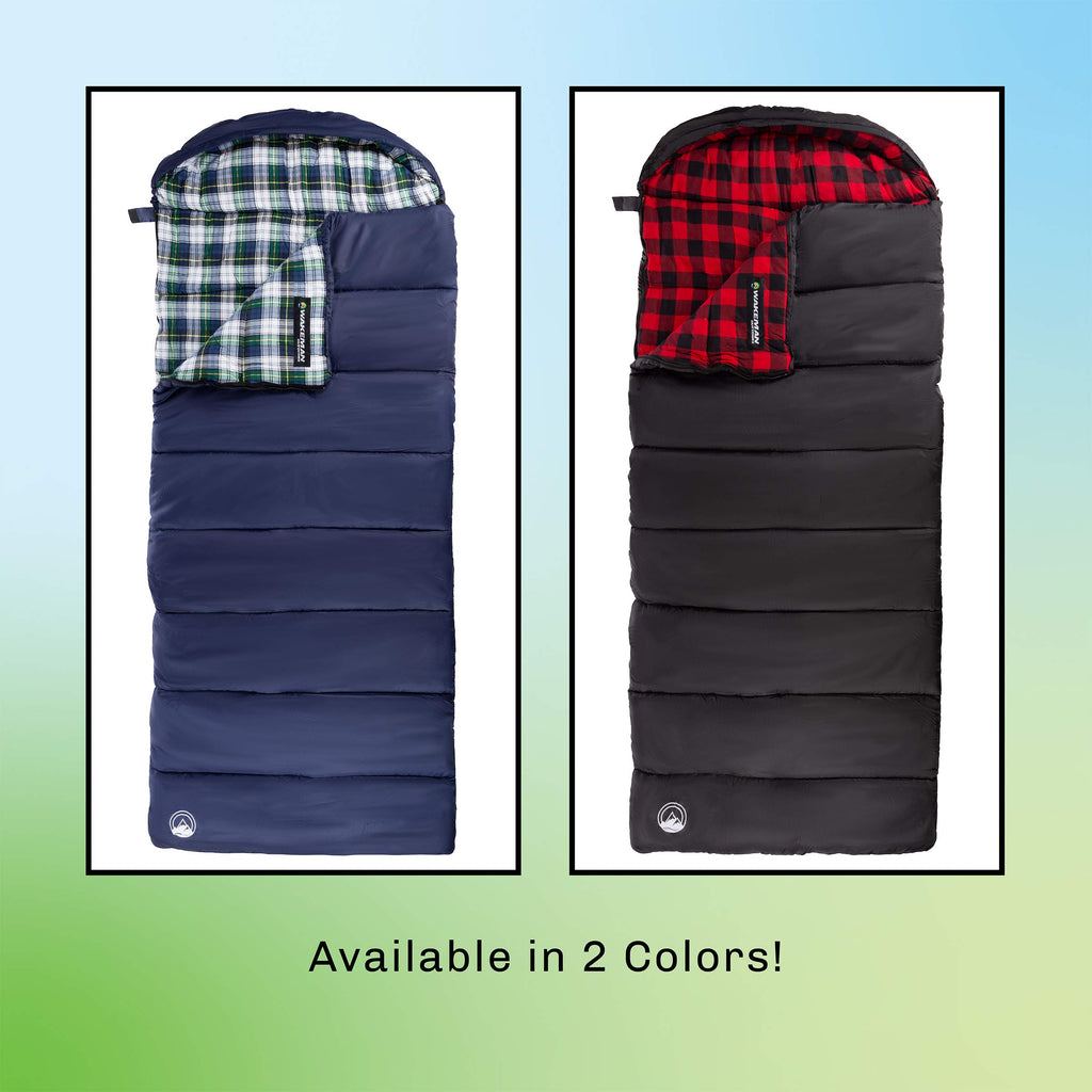 Sleeping Bag - 32F Rated Xl 3 Season Envelope Style With Hood For Outdoor Camping, Backpacking And Hiking With Carry Bag By Wake