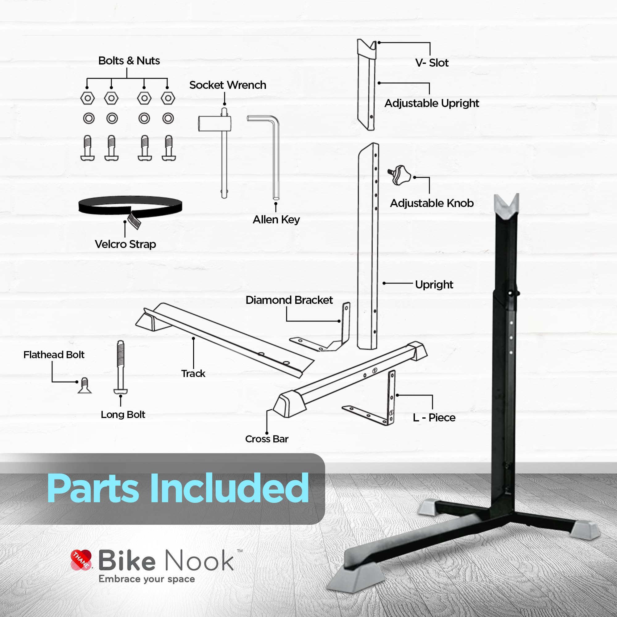 Bike Stand & Vertical Storage Rack By Bike Nook - The Original Vertical Bicycle Floor Stand For Garage Storage And Indoor And Ou