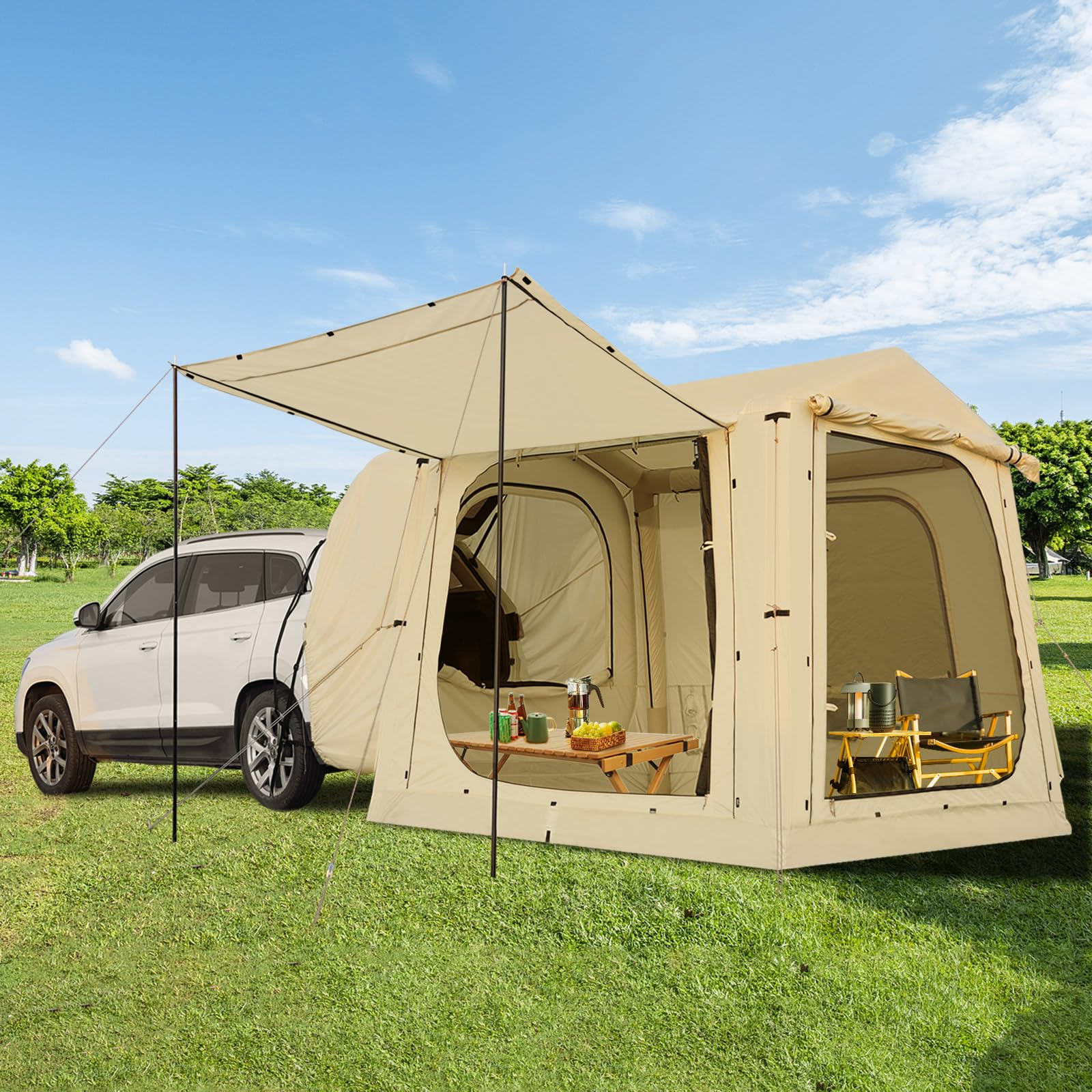 Inflatable Suv Tent Attachment For Camping, Large Inflatable Tents For Camping 4-6 People, Suv Blow Up Car Tent, Instant Pop Up – Onlinesportsmall