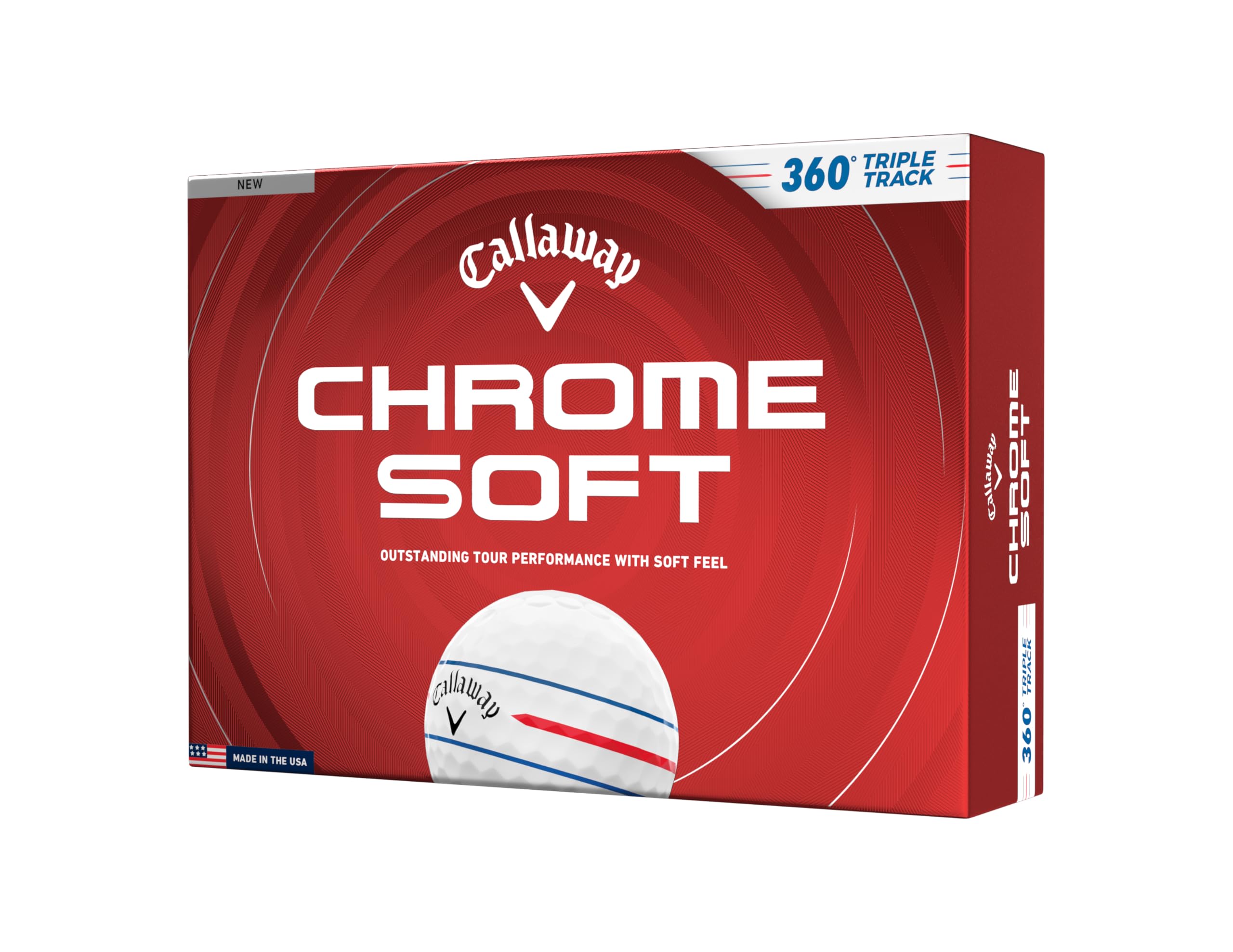 Callaway Golf Chrome Soft 2026 Golf Balls(360 White Triple Track,One Dozen)