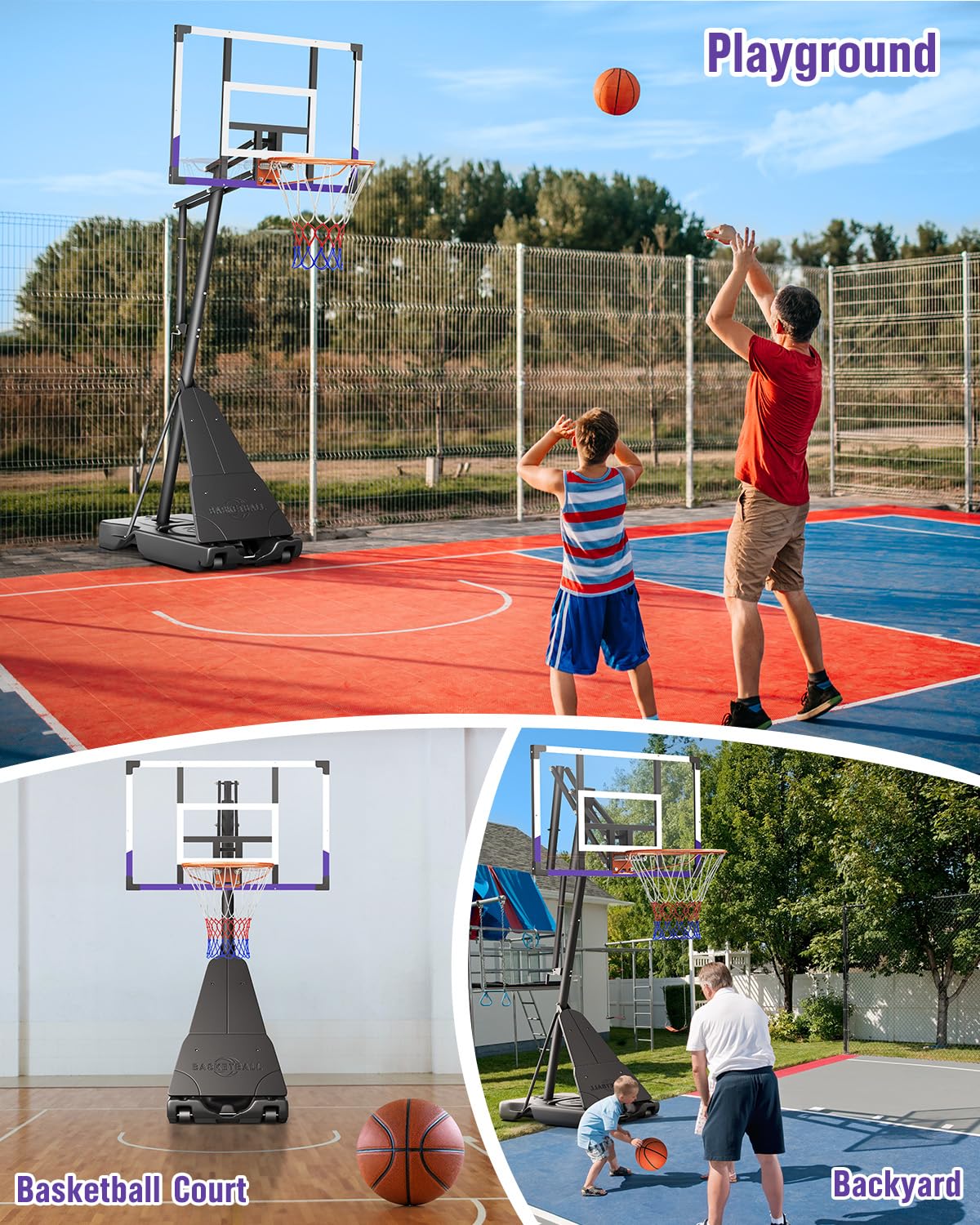 Tonbux Basketball Hoop 10Ft Adjustable Easily, Basketball Goal System For Kids Teens Youth Adults, Portable Hoops & Goals Outdoo