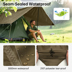 Free Soldier Camping Tarp Waterproof Portable Multifunctional Outdoor Traveling Awning Backpacking Shelter Rain Tarp (Olive-Gree
