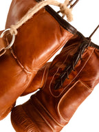 Geoffrey Tan Leather Vintage Boxing Gloves With Leather Laces  12Oz  Retro (Tan), Large