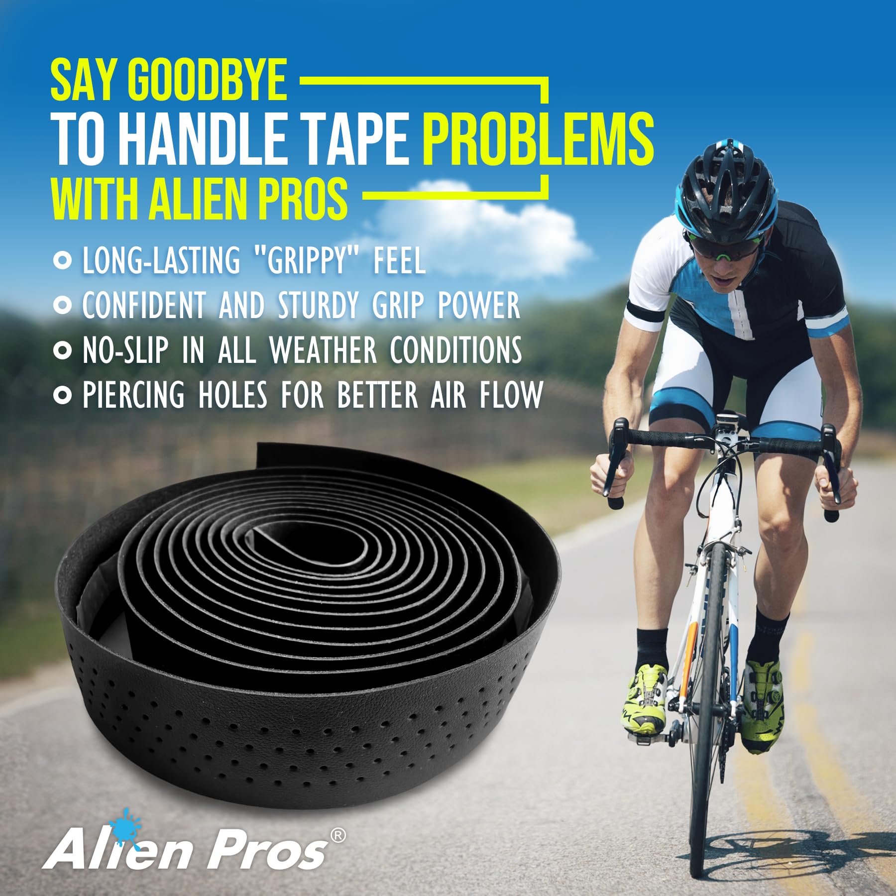 Alien Pros Bike Handlebar Tape Brown New Model Ep+ (Set Of 2) - Wrap Your Bike For An Awesome Comfortable Ride - Enhance Your Bi