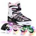 2Pm Sports Cytia Pink Girls Adjustable Illuminating Inline Skates With Light Up Wheels, Fun Flashing Beginner Roller Skates For 