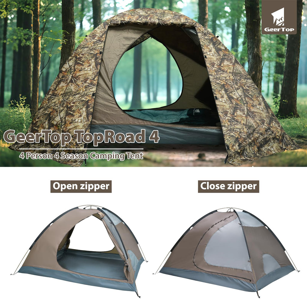 Geertop 4-Person Camping Tent 4 Season Waterproof Family Tent Lightweight Backpacking Tent Easy Setup For Hiking Outdoor Travel