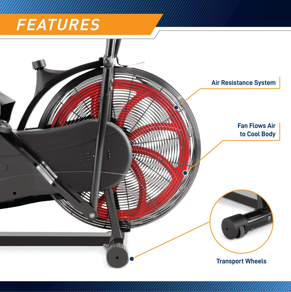 Marcy Fan Exercise Bike with Air Resistance System - Red and Black - NS-1000