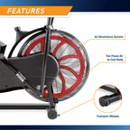 Marcy Fan Exercise Bike with Air Resistance System - Red and Black - NS-1000