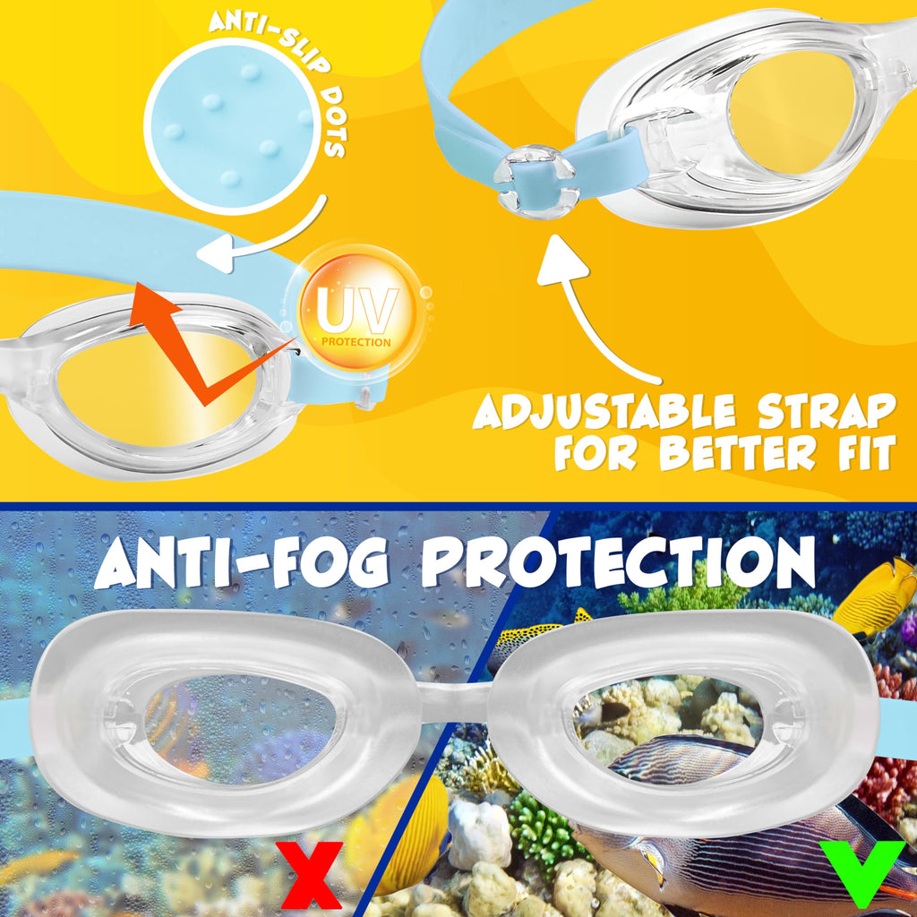 Bluey Kids Swim Goggles And Swim Cap Set Anti-Fog Uv Protection