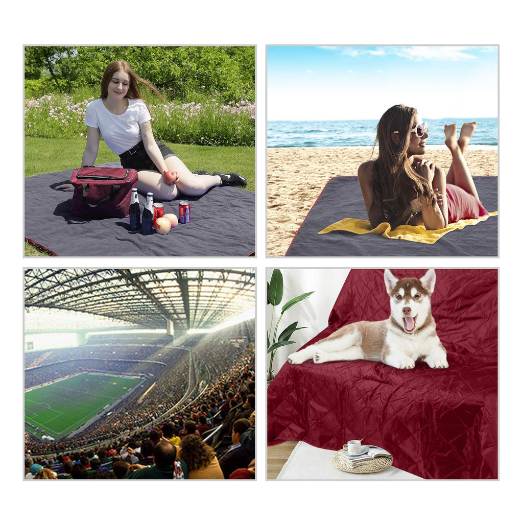 Redcamp Large Waterproof Stadium Blanket For Cold Weather, Soft Warm Fleece Camping Blanket Windproof For Outdoor Sports, Red