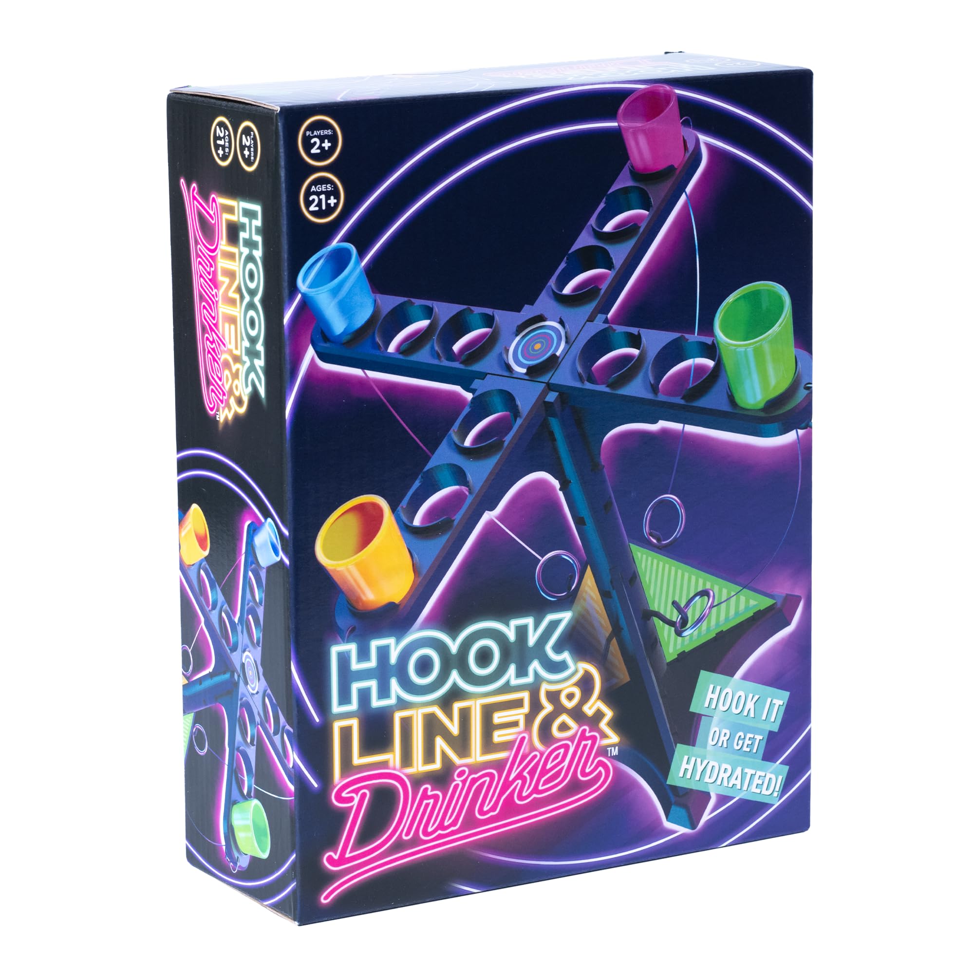 Endless Games Hook Line & Hydration Party Game - Fun Ring Toss Game for Adults | 13 Tower with Shot Glasses | Perfect for Partie
