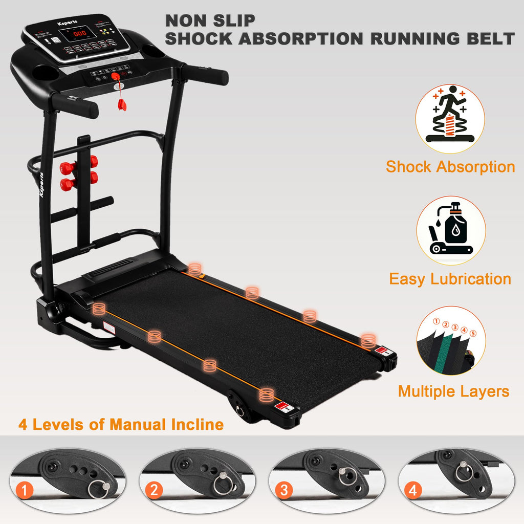 Ksports Foldable 16 Inch Portable Wide Fitness Treadmill With Bluetooth Connectivity, Lcd Progress Display, And Tracking Apps Fo