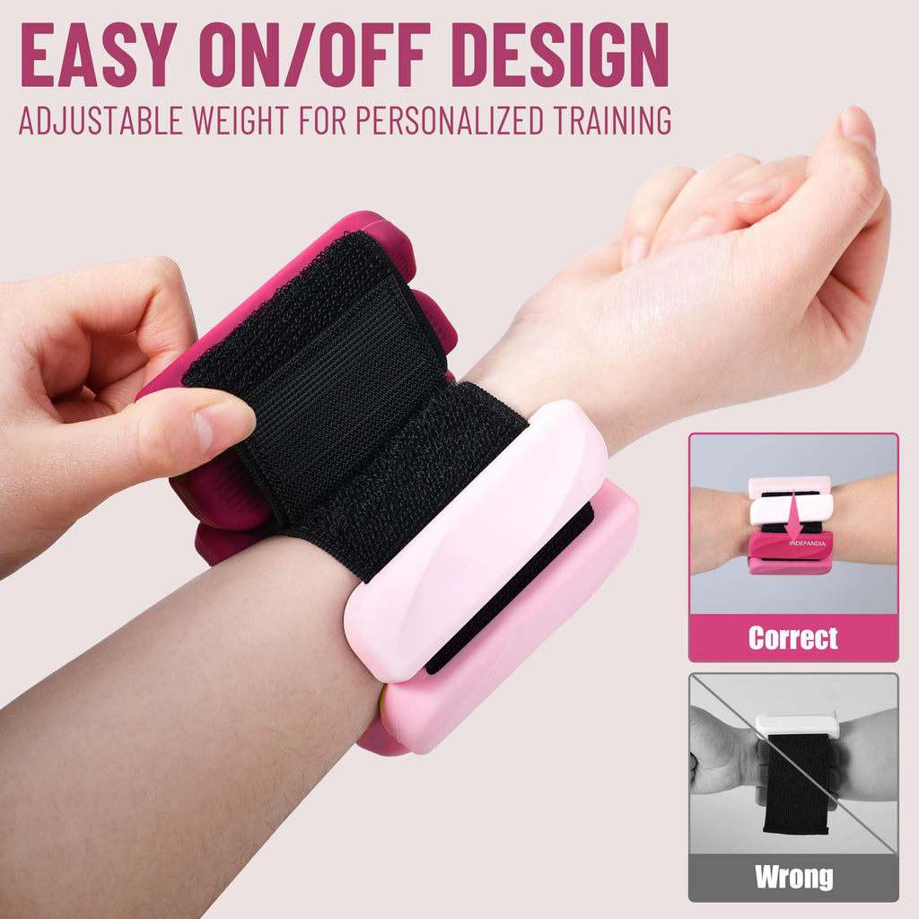 INDEPANDIA Wrist & Ankle Weights for Women and Men, 2lbs Pair Adjustable Silicone Weighted Bangles for Arm & Leg Workouts, Perfe