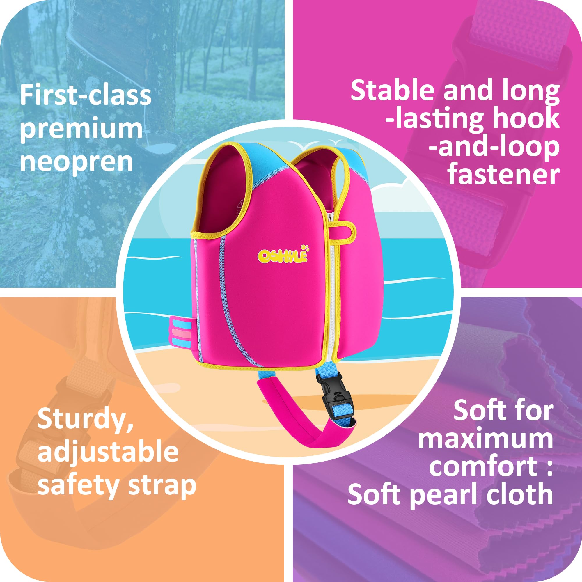 Oshyle Children'S Girls Boys Swimming Vest For Toddlers With Adjustable Safety Straps Age 1-9 (Unicorn, M(3-6))