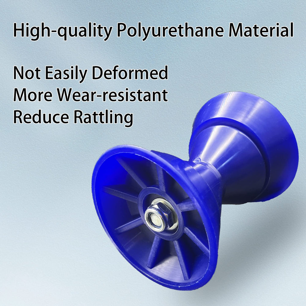 Colofulway 3'' Boat Trailer Bow Bell Roller Assembly With 1/2'' Shaft Fits 3 Inch Bracket, Poly(Blue)