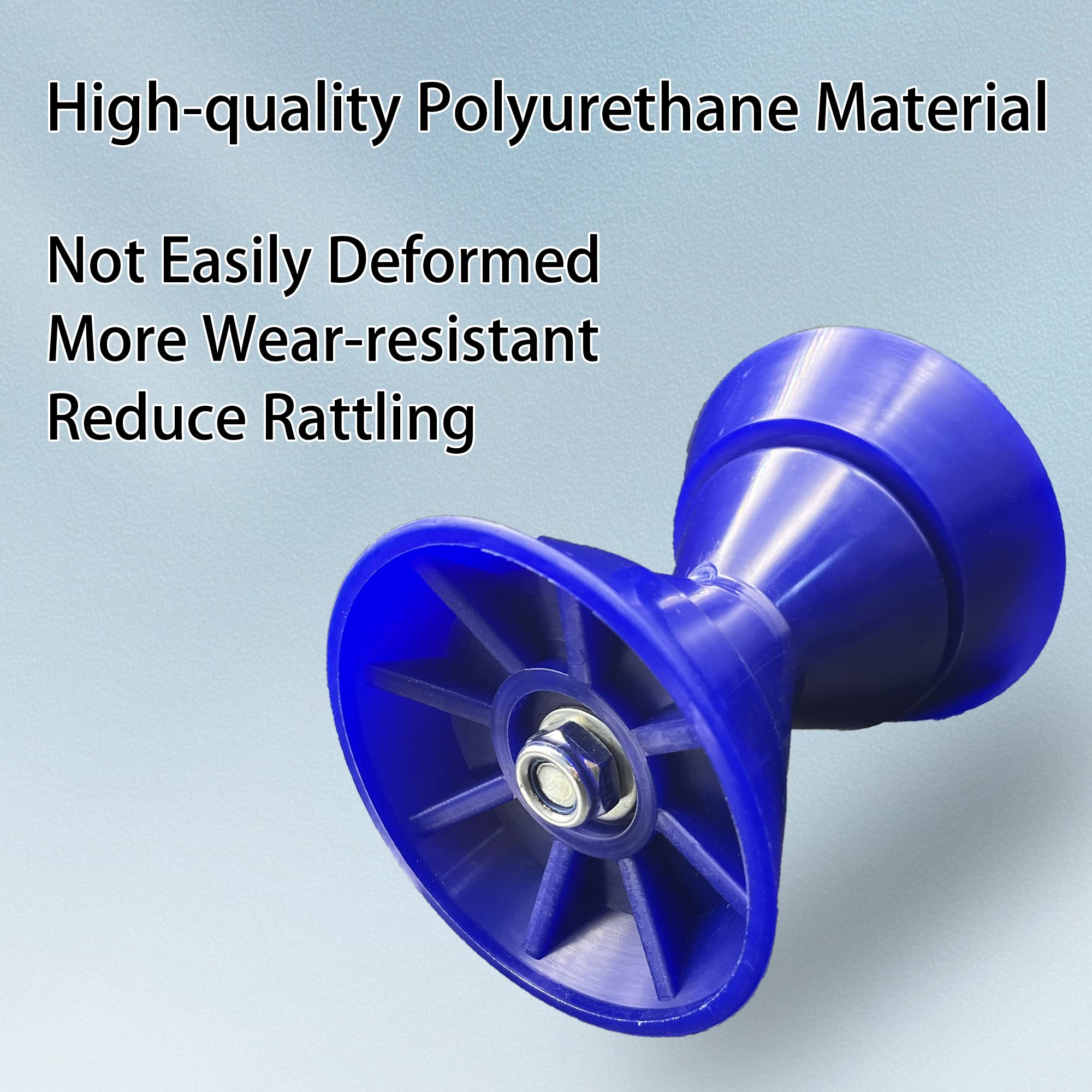 Colofulway 3'' Boat Trailer Bow Bell Roller Assembly With 1/2'' Shaft Fits 3 Inch Bracket, Poly(Blue)