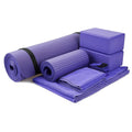BalanceFrom GoYoga 7-Piece Set - Include Yoga Mat with Carrying Strap, 2 Yoga Blocks, Hand Towel and Knee Pad (Purple, 1/2-Thick