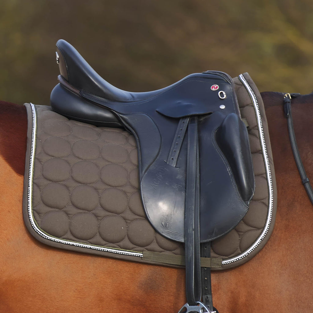 Horze Marquess Quilted Quick-Dry Dressage Saddle Pad With Crystal Trim - Walnut - Horse