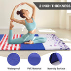Folding Exercise Aerobics Mat, 4'X8'X2'' Extra Thick High Density Gymnastics Mat, Anti Tear Exercise Aerobics Mats For Mma, Stre