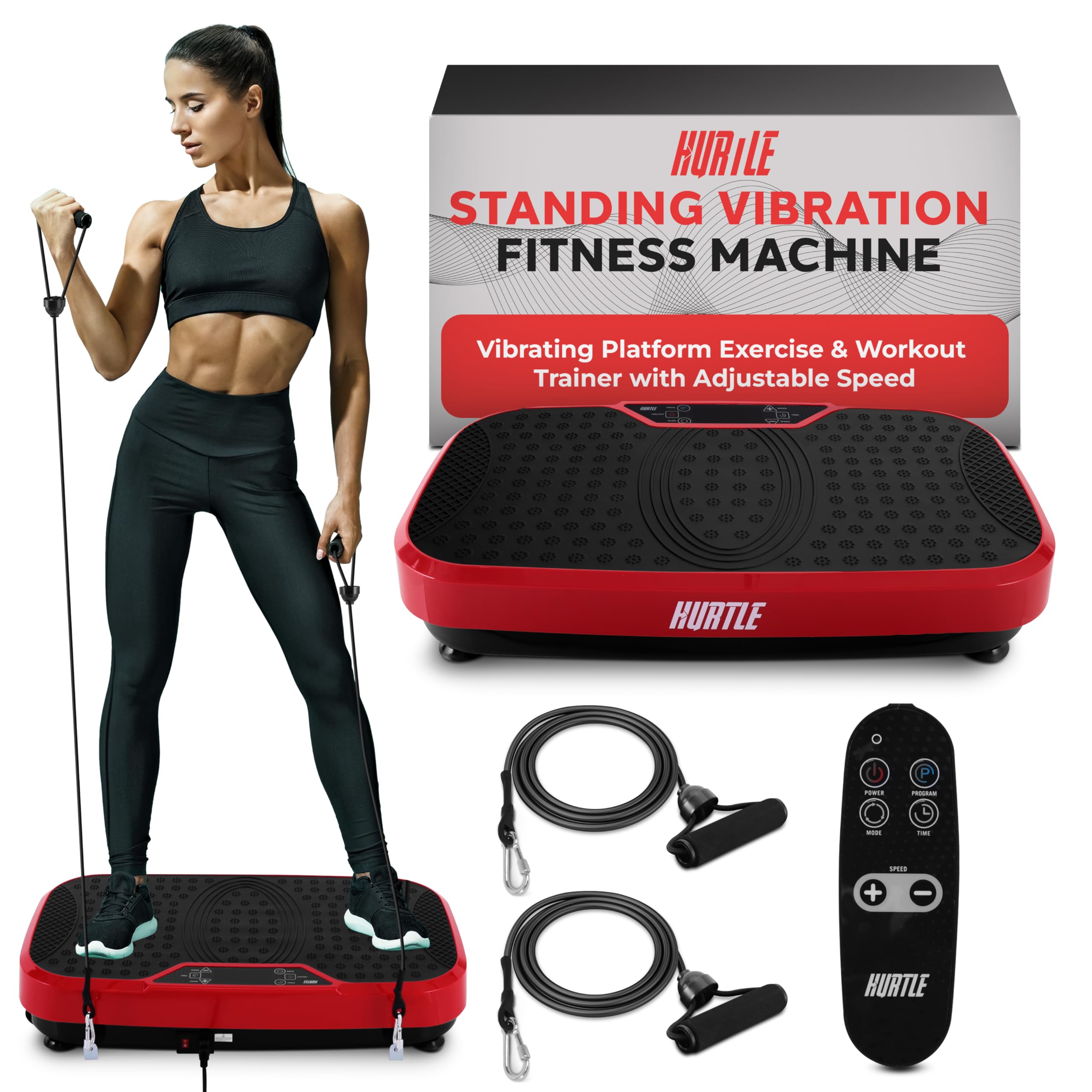 Hurtle Fitness Vibration Platform Machine - Home Gym Whole Body Shaker Exercise Machine Workout Trainer Fast Weight Loss with Re